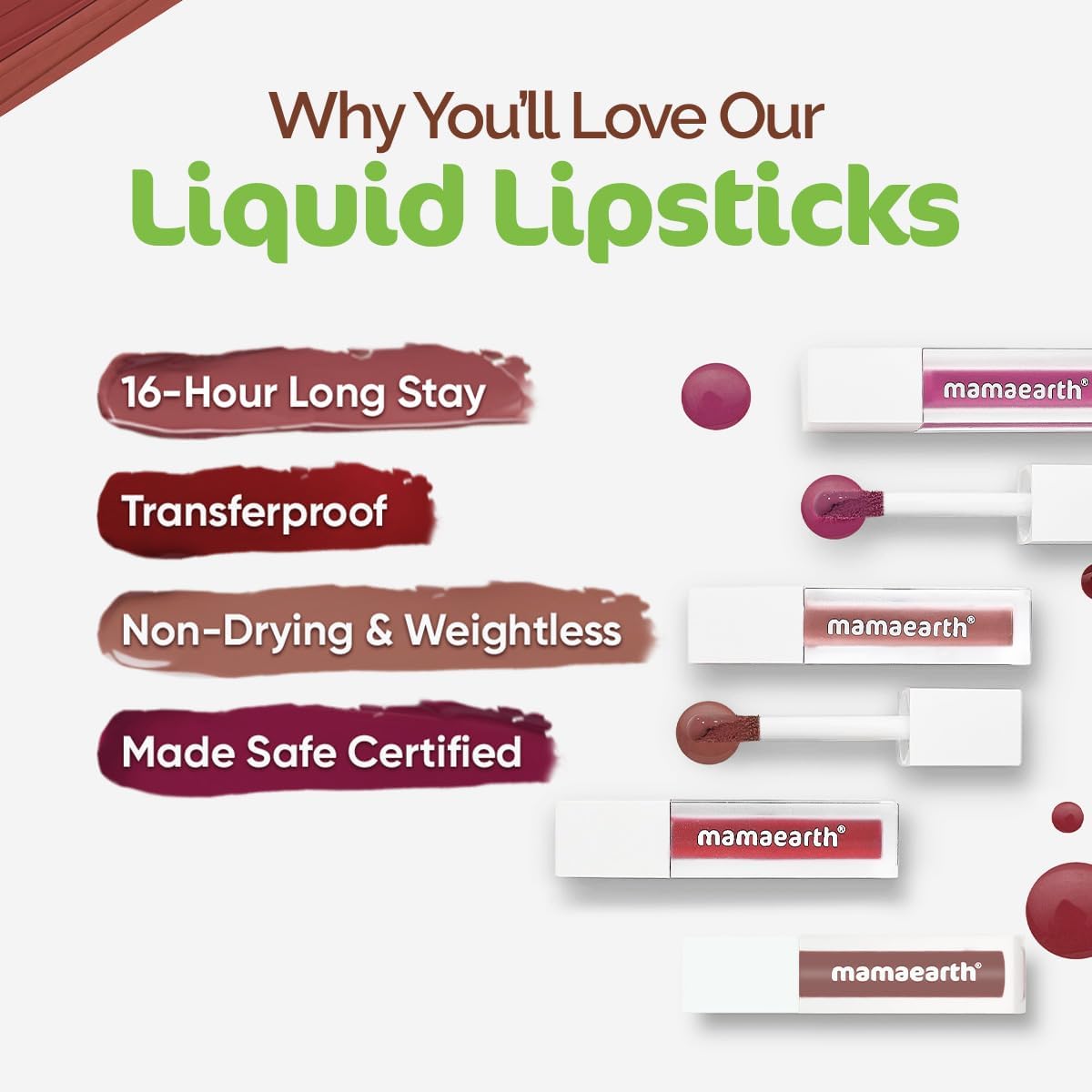 أحمر شفاه سائل غير لامع فيذر لايت مع جوز الهند وفيتامين E يدوم لمدة 16 ساعة من ماما ايرث (خفيف الوزن وغير جاف) - 1.2 مل (نود بيرفيكت) 3 أحمر شفاه سائل غير لامع فيذر لايت مع جوز الهند وفيتامين E يدوم لمدة 16 ساعة من ماما ايرث (خفيف الوزن وغير جاف) - 1.2 مل (نود بيرفيكت) - الصورة 3