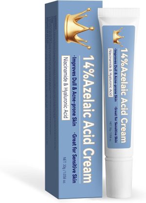 كريم حمض الازيليك للوجه بنسبة 14% - حمض الازيليك والنياسيناميد، يقلل من حب الشباب، يعزز البشرة، الترطيب، 30 غرام