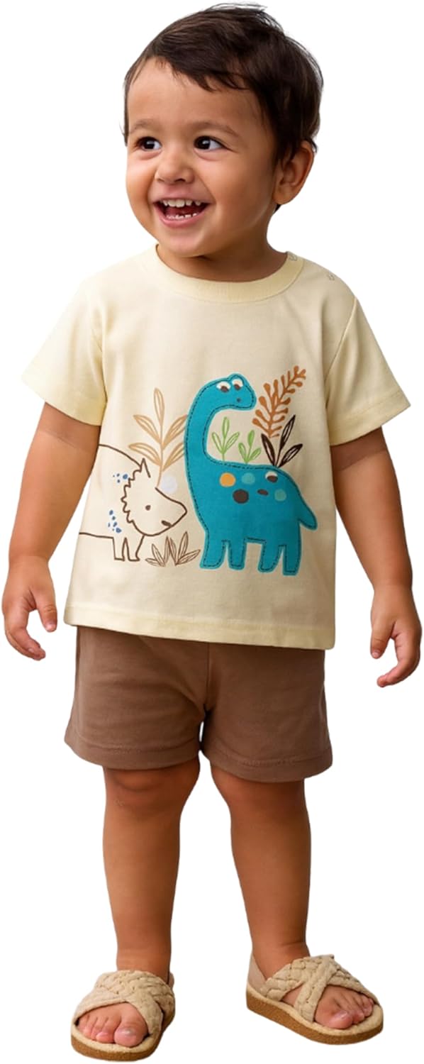 LUAY 100% Organic Cotton Baby Boy & Girls Clothing Set Short Sleeve Kids Clothes Boys & Girls Toddler Short Set Cute Animal Print Combo Pack Of 2 Top and Shorts Outfit For New born 2 LUAY 100% Organic Cotton Baby Boy & Girls Clothing Set Short Sleeve Kids Clothes Boys & Girls Toddler Short Set Cute Animal Print Combo Pack Of 2 Top and Shorts Outfit For New born - الصورة 2