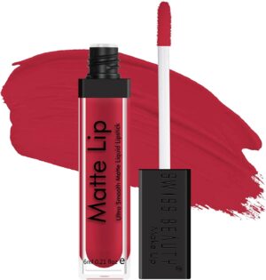 سويس بيوتي احمر شفاه سائل مات الترا سموث، لون شفاه ناعم، لمسة نهائية خفيفة الوزن، لمسة نهائية حريرية مات، درجة لون هوت ريد، 6 مل