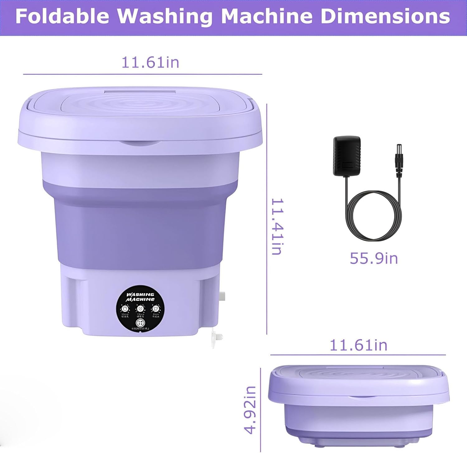 غسالة ملابس أوتوماتيكية بتصميم دلو وتجفف الملابس، صغيرة ومحمولة وقابلة للطي، وملائمة للاستخدام في المنزل وعند السفر، لتنظيف الملابس الداخلية من الميكاكوز، أرجواني 2 غسالة ملابس أوتوماتيكية بتصميم دلو وتجفف الملابس، صغيرة ومحمولة وقابلة للطي، وملائمة للاستخدام في المنزل وعند السفر، لتنظيف الملابس الداخلية من الميكاكوز، أرجواني - الصورة 2