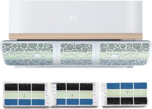 عاكس تدفق هواء المكيف من مون من بحجم كبير وقابل للتعديل مع حاجب تيلسكوبي قابل للتعديل مضاد لتيارات الهواء المباشرة لمكيفات الهواء 1.5/2/3 طن مع فلتر (طول 120 سم مع فلتر قطني)