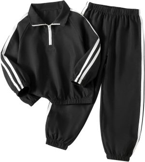 طقم بدلة رياضية للاطفال الاولاد والبنات من ميهيزو، بدلة رياضية خفيفة الوزن بنصف سحاب وسراويل وسراويل رياضية للاطفال الصغار