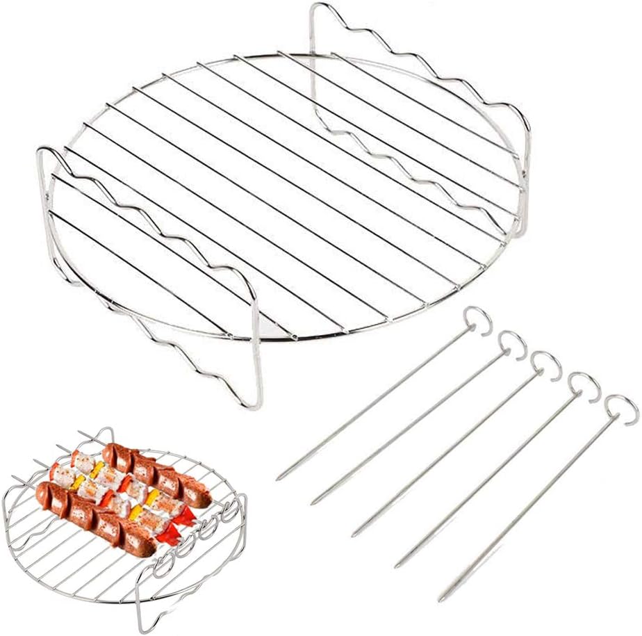 طقم شواية مزدوج الطبقات متعدد الاغراض مع سيخ، ملحق مقلاة هوائية XL متوافق مع مقلاة فيليبس الهوائية اكس ال باور
