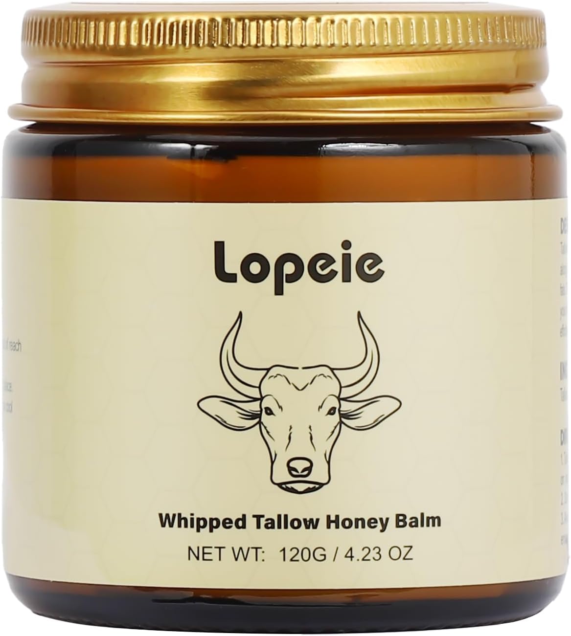 Beef Tallow for Skin - Organic Grass Fed Whipped Moisturizer with Honey Balm, Natural Hydrating Cream for Face & Body, Relief for Dry & Sensitive Skin, 4.23oz