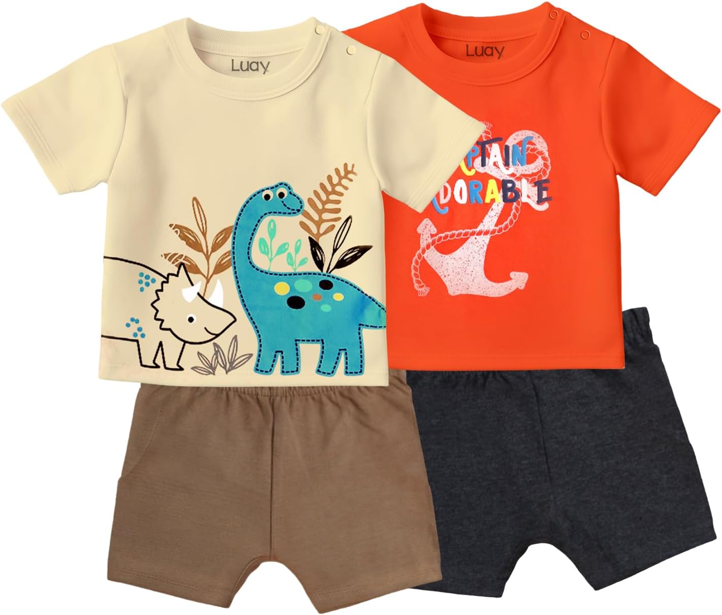 LUAY 100% Organic Cotton Baby Boy & Girls Clothing Set Short Sleeve Kids Clothes Boys & Girls Toddler Short Set Cute Animal Print Combo Pack Of 2 Top and Shorts Outfit For New born 9 LUAY 100% Organic Cotton Baby Boy & Girls Clothing Set Short Sleeve Kids Clothes Boys & Girls Toddler Short Set Cute Animal Print Combo Pack Of 2 Top and Shorts Outfit For New born - الصورة 9