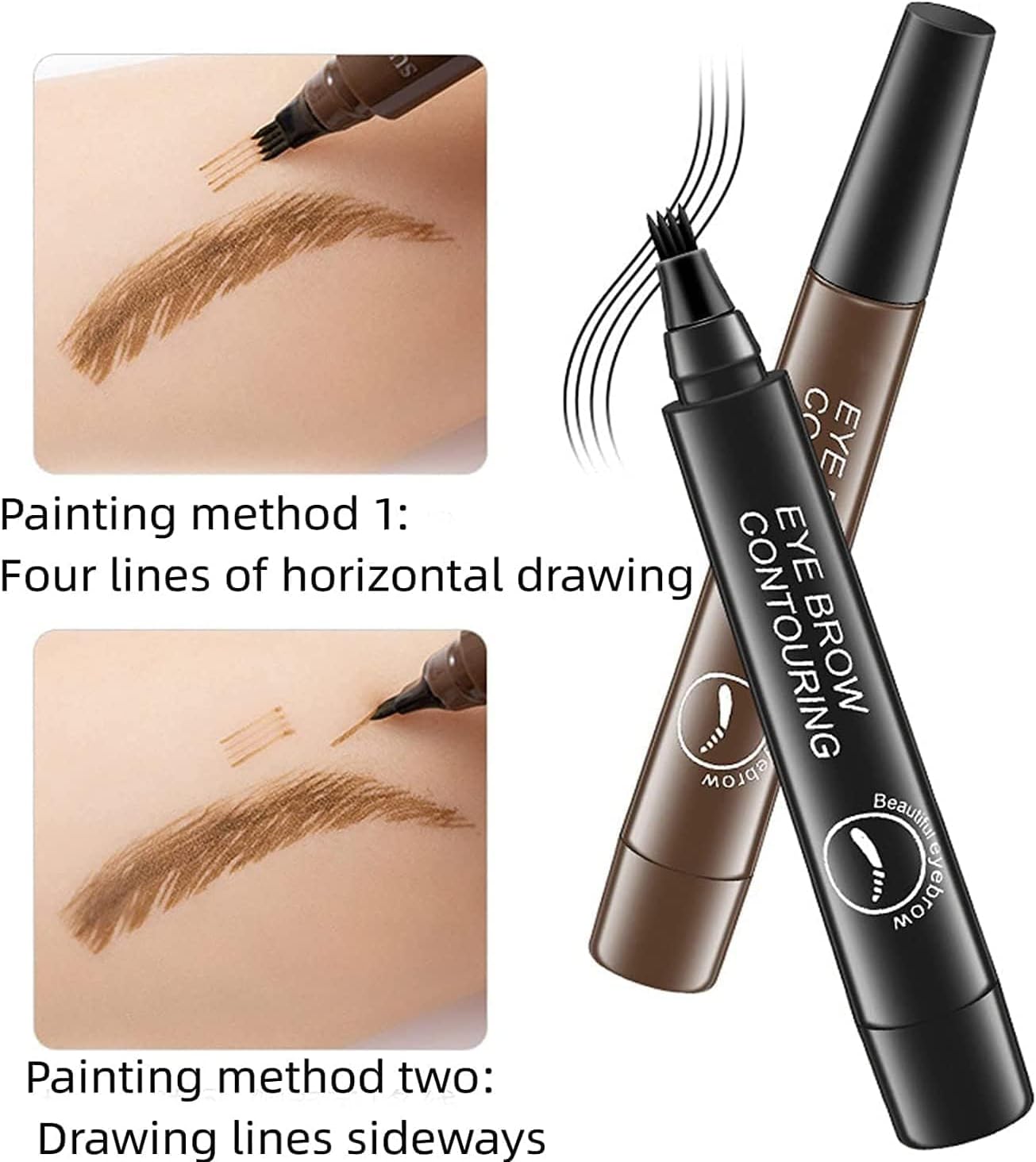 قلم حواجب سائل رباعي الشوكات من تزويق، قلم حواجب متشعب، قلم حواجب سحري دقيق مقاوم للماء مع طرف شوكة دقيقة، بلون رمادي وبني، 3 قطع 4 قلم حواجب سائل رباعي الشوكات من تزويق، قلم حواجب متشعب، قلم حواجب سحري دقيق مقاوم للماء مع طرف شوكة دقيقة، بلون رمادي وبني، 3 قطع - الصورة 4