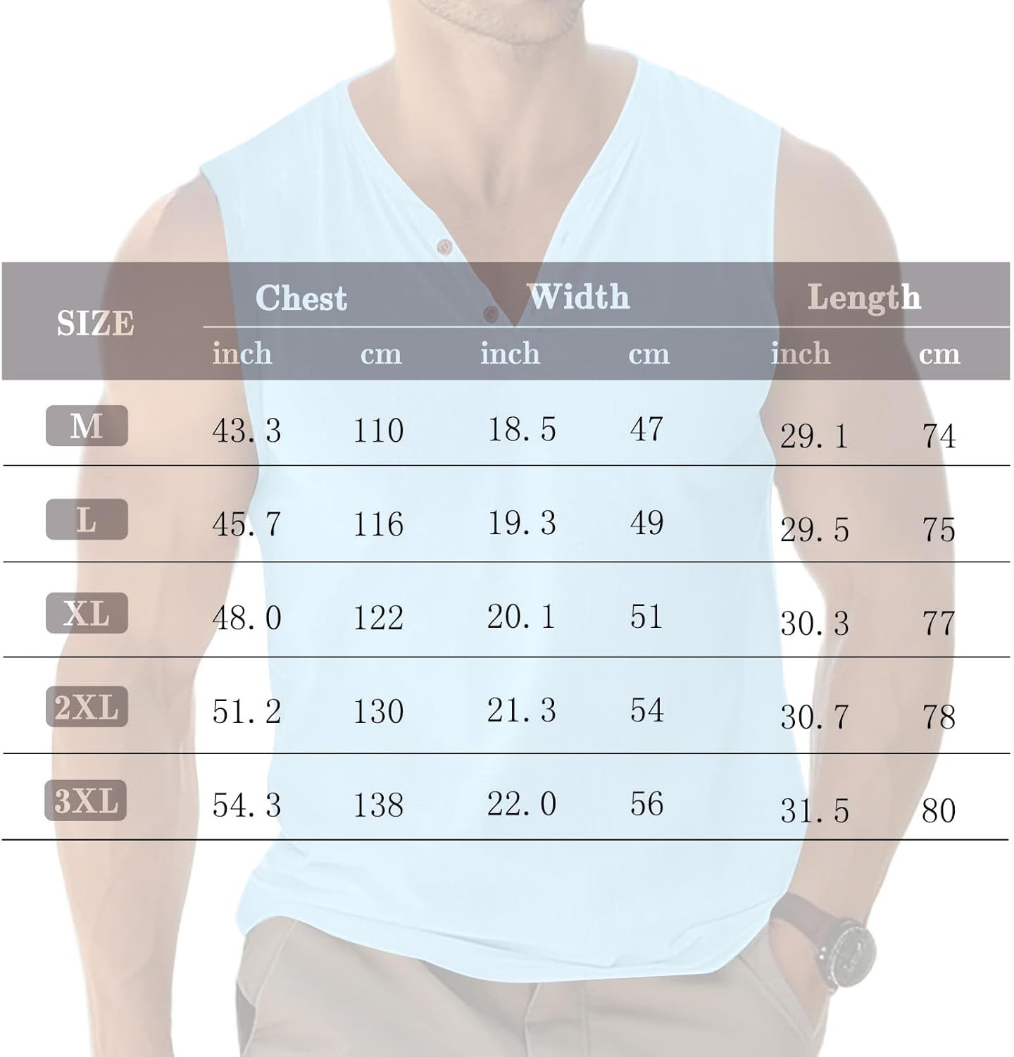 بلايز أساسية بدون أكمام، تيشيرتات بياقة هنلي، قمصان قطنية كاجوال خفيفة الوزن قابلة للتمدد وناعمة للرجال 5 بلايز أساسية بدون أكمام، تيشيرتات بياقة هنلي، قمصان قطنية كاجوال خفيفة الوزن قابلة للتمدد وناعمة للرجال - الصورة 5