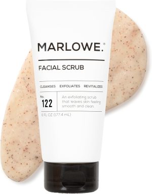 مارلو. مقشر الوجه للرجال رقم 122 6 أونصة | منظف الوجه المقشر اليومي الخفيف | رائحة خشب الصندل الطازج | يتضمن مستخلصات طبيعية