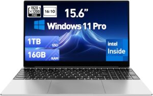2025 Latest Laptop 15.6'' Compatible with Windows 11, 16GB RAM 1TB SSD, Quad Core Processor N5095(up to 2.9GHz), 1080P Full HD Display, Backlit Keyboard, Webcam, USB3.2 Gen1, Mini-HDMI, WiFi5, BT5