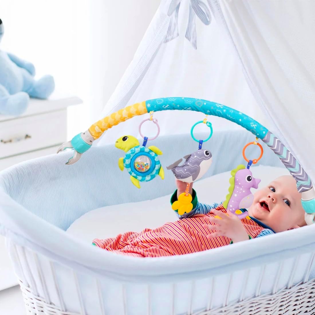 سوفام لعبة قوس لعربة الاطفال العاب مقعد السيارة من عمر 0-12 شهر موسيقية للنشاط مع ملحقات حيوانات سرير الحسية للسفر الاولاد والبنات قطن 7 سوفام لعبة قوس لعربة الاطفال العاب مقعد السيارة من عمر 0-12 شهر موسيقية للنشاط مع ملحقات حيوانات سرير الحسية للسفر الاولاد والبنات قطن - الصورة 7