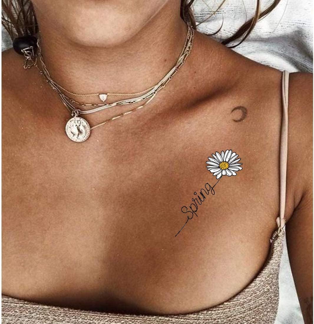 سيوسى تاتو مؤقت ثلاثي الابعاد بتصميم زهرة الاقحوان للنساء والفتيات، تاتو مزيف على شكل زهور لتزيين الجسم واليدين والرقبة والذراع والمعصم، 12 ورقة 3 سيوسى تاتو مؤقت ثلاثي الابعاد بتصميم زهرة الاقحوان للنساء والفتيات، تاتو مزيف على شكل زهور لتزيين الجسم واليدين والرقبة والذراع والمعصم، 12 ورقة - الصورة 3