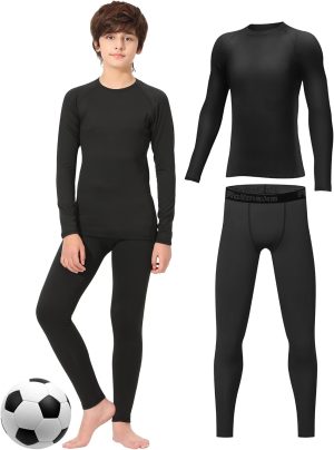 طقم ملابس داخلية ضاغطة للاطفال الاولاد والشباب مكون من بلوزة باكمام طويلة وسروال ضيق لكرة القدم وصالة الالعاب الرياضية
