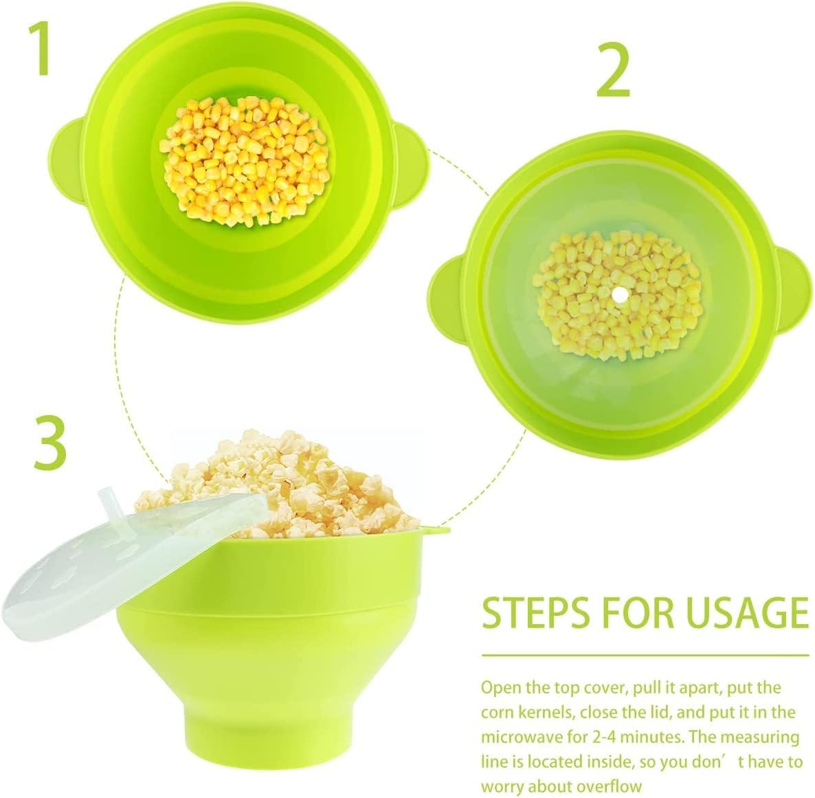 وعاء صنع فشار سيليكون للميكروويف مع غطاء ومقابض من فالكس، وعاء كبير قابل للطي لفرقعة الفشار بالهواء الساخن للمنزل والحفلات، خالي من BPA ومقاوم لدرجات الحرارة العالية وامن لغسالة الصحون، احمر 2 وعاء صنع فشار سيليكون للميكروويف مع غطاء ومقابض من فالكس، وعاء كبير قابل للطي لفرقعة الفشار بالهواء الساخن للمنزل والحفلات، خالي من BPA ومقاوم لدرجات الحرارة العالية وامن لغسالة الصحون، احمر - الصورة 2