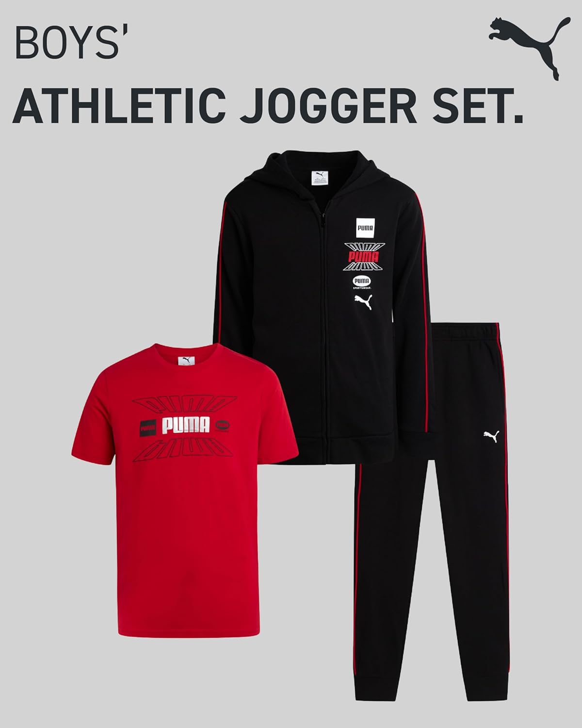 بدلة رياضية من الصوف الناعم بسحاب للأولاد من بوما، 3 قطع 2 بدلة رياضية من الصوف الناعم بسحاب للأولاد من بوما، 3 قطع - الصورة 2