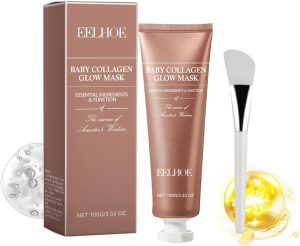 قناع تفتيح الوجه الكوري بيبي كولاجين جلو ماسك للعناية بالبشرة وتعزيز مرونتها وإشراقها وشد المسام، تركيبة غنية بالريلاجين واجينون وفولوفيلين لمقاومة التجاعيد وعلامات التقدّم في السن من فوني