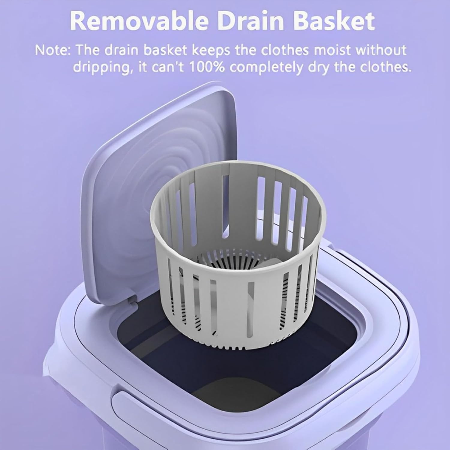 غسالة ملابس أوتوماتيكية بتصميم دلو وتجفف الملابس، صغيرة ومحمولة وقابلة للطي، وملائمة للاستخدام في المنزل وعند السفر، لتنظيف الملابس الداخلية من الميكاكوز، أرجواني 5 غسالة ملابس أوتوماتيكية بتصميم دلو وتجفف الملابس، صغيرة ومحمولة وقابلة للطي، وملائمة للاستخدام في المنزل وعند السفر، لتنظيف الملابس الداخلية من الميكاكوز، أرجواني - الصورة 5