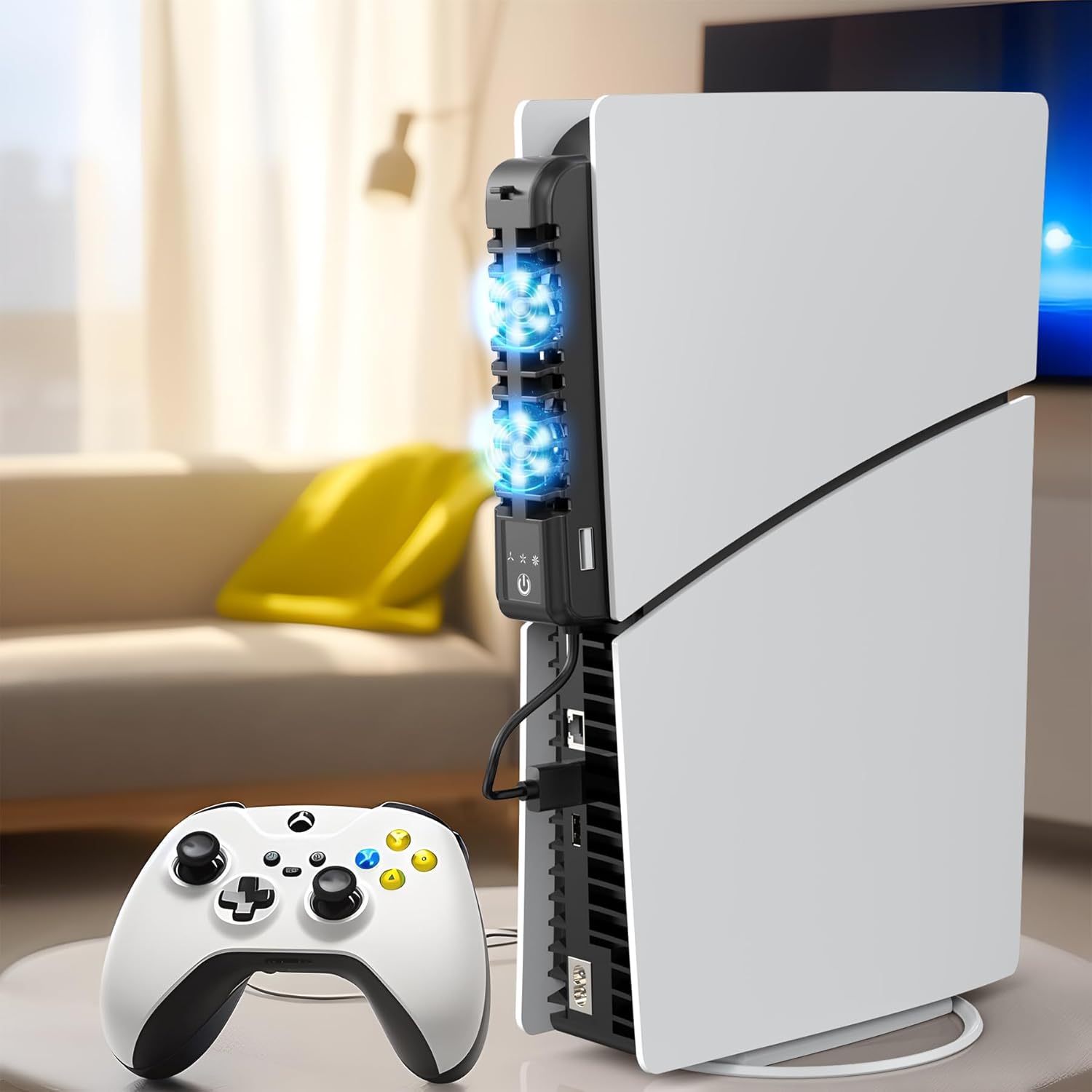 مروحة تبريد لجهاز بلاي ستيشن 5 سليم رقمي/قرص مروحة تبريد هادئة مطورة مع 3 مراوح قابلة للتعديل مبرد بشاشة لمس وموزع USB اضافي مروحة تبريد فعالة لوحدة تحكم العاب الفيديو الرقمية من كاستويف، أزرق 6 مروحة تبريد لجهاز بلاي ستيشن 5 سليم رقمي/قرص مروحة تبريد هادئة مطورة مع 3 مراوح قابلة للتعديل مبرد بشاشة لمس وموزع USB اضافي مروحة تبريد فعالة لوحدة تحكم العاب الفيديو الرقمية من كاستويف، أزرق - الصورة 6