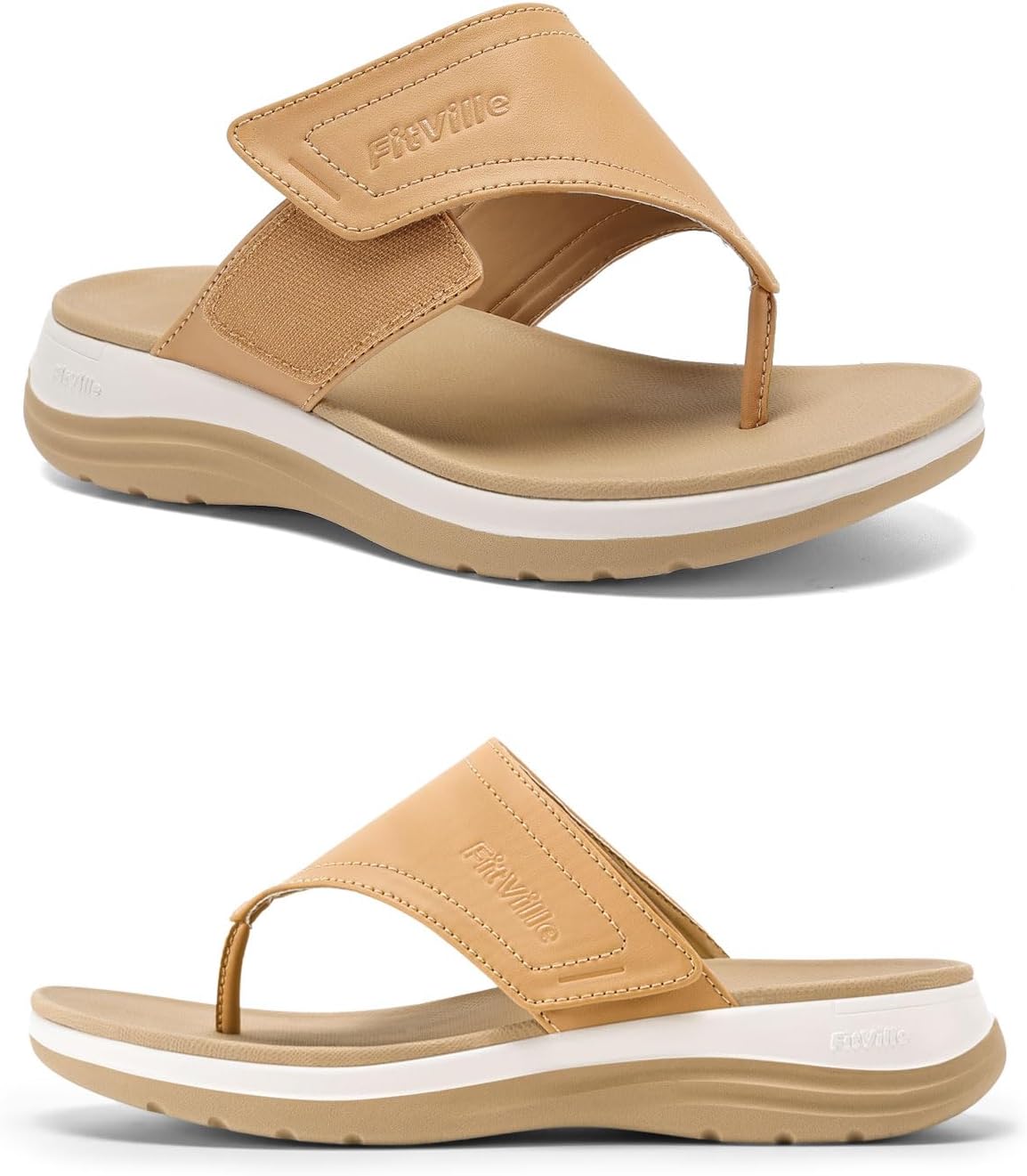 فيتفيل شبشب فليب فلوب عريض للنساء مع دعم قوس القدم بعرض عريض للنساء للشاطئ غير قابل للانزلاق
