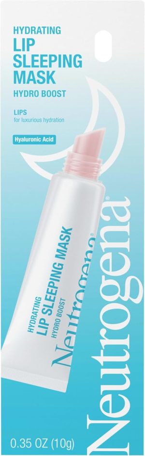 نيوتريجينا قناع نوم مرطب الشفاه هايدرو بوست مع حمض الهيالورونيك، علاج مرطب يومي وشفاف للشفاه الجافة جدا، بلسم شفاه انبوب ضغط خالي من العطور، 0.35 اونصة