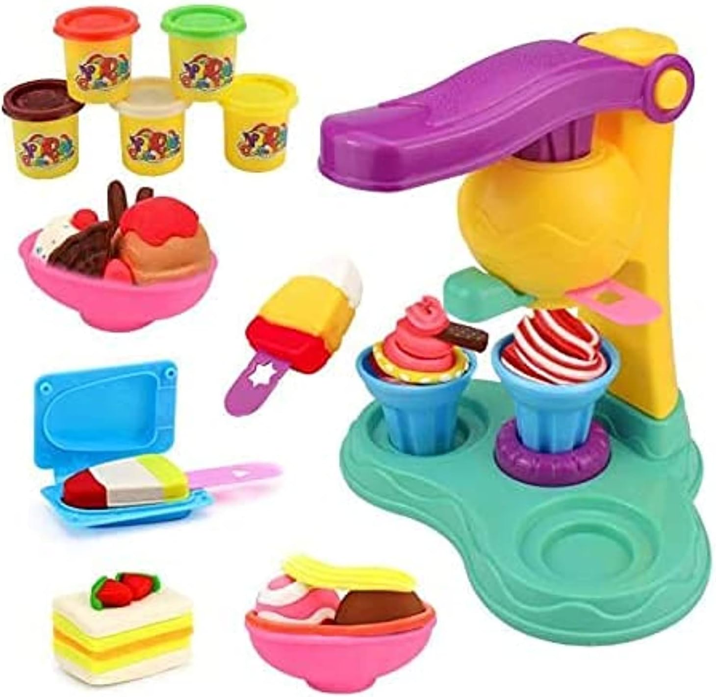 مجموعة عجينة اللعب غير السامة للاطفال بعمر 3 سنوات فما فوق، بلاستيك، أسود