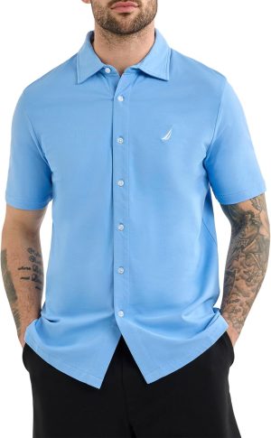 تيشيرت كلاسيكي بسيط للرجال طراز N1R02994 من نوتيكا، أزرق (ناتشورال بلو)، (عبوة من 1 قطعة)