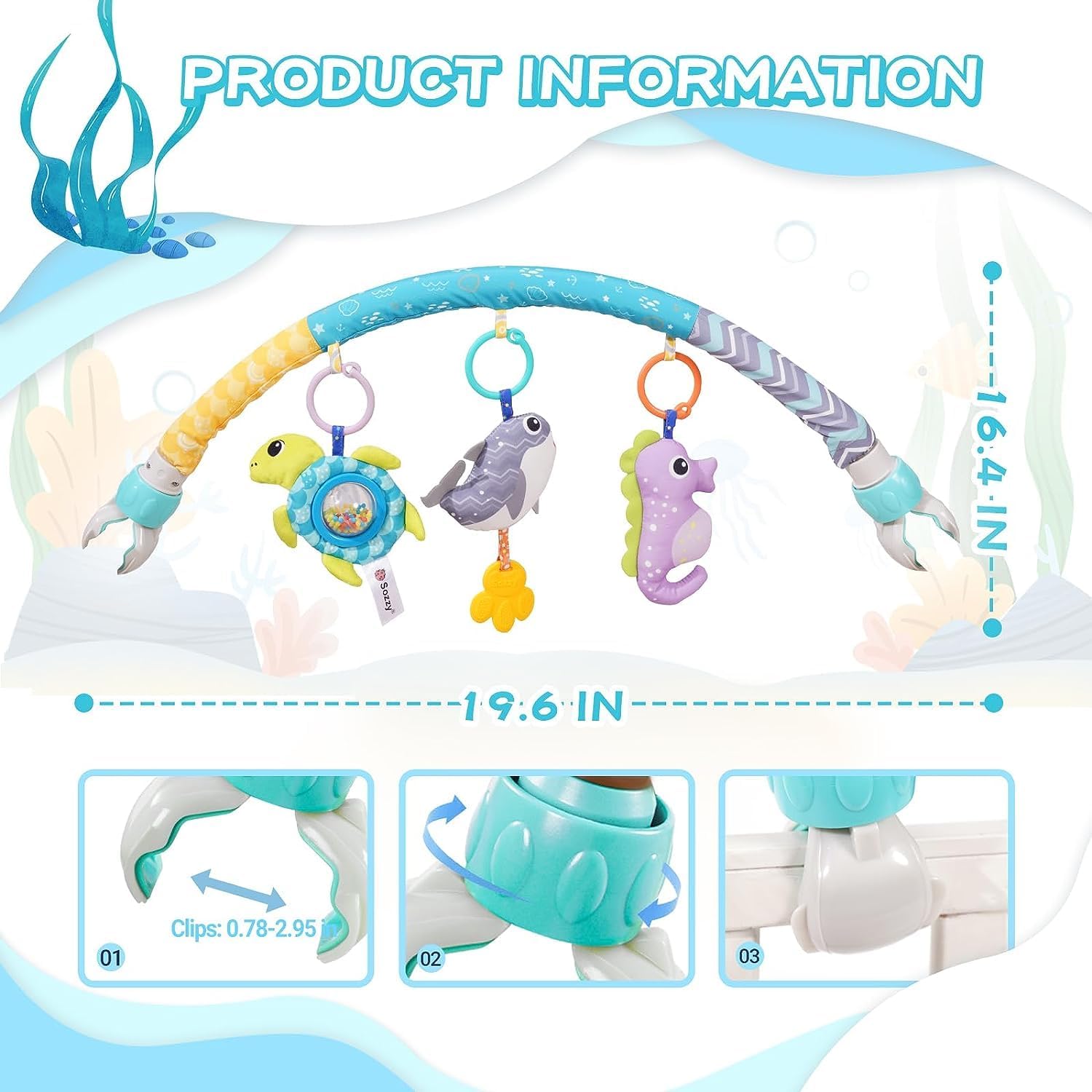 سوفام لعبة قوس لعربة الاطفال العاب مقعد السيارة من عمر 0-12 شهر موسيقية للنشاط مع ملحقات حيوانات سرير الحسية للسفر الاولاد والبنات قطن 3 سوفام لعبة قوس لعربة الاطفال العاب مقعد السيارة من عمر 0-12 شهر موسيقية للنشاط مع ملحقات حيوانات سرير الحسية للسفر الاولاد والبنات قطن - الصورة 3