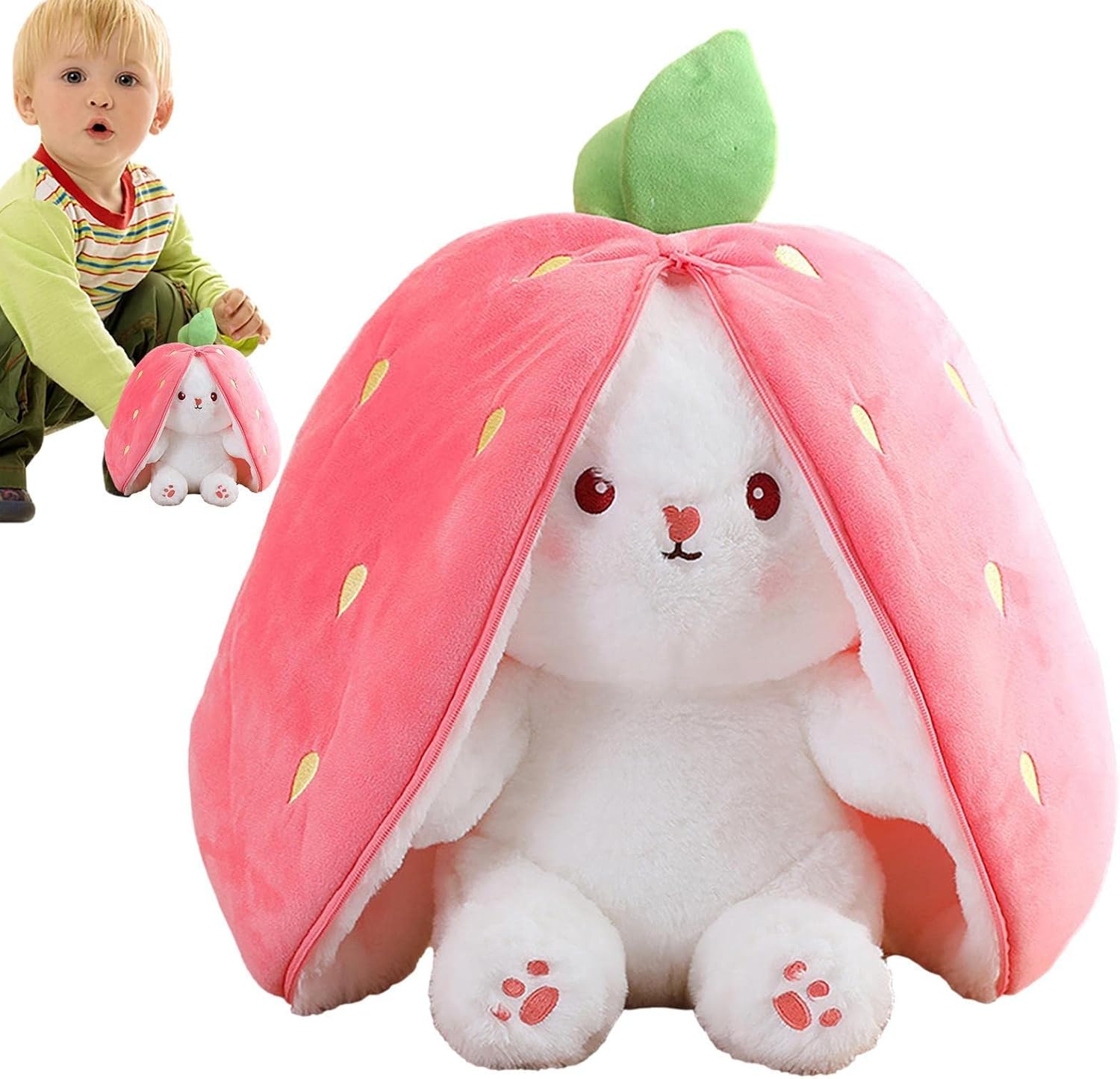 كاستويف لعبة قطيفة على شكل ارنب فراولة - دمية لطيفة للاطفال جزر ناعمة 18 سم هدية مثالية للبنات 7 كاستويف لعبة قطيفة على شكل ارنب فراولة - دمية لطيفة للاطفال جزر ناعمة 18 سم هدية مثالية للبنات - الصورة 7