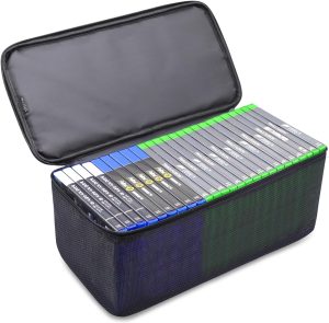 سيزما شنطة تخزين العاب الفيديو متوافقة مع Xbox PS5 وPS4 تناسب حوالي 23-27 قرص لعب منظم حامل منزلي محمول للسفر حقيبة بوليستر