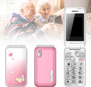 جوال بيسيك من سيكسبي لكبار السن والاطفال، هواتف غبية غير مقفلة بدون انترنت - مع ازرار كبيرة، MP3، MP4، كاميرا، مصباح يدوي، اس او اس، زهري