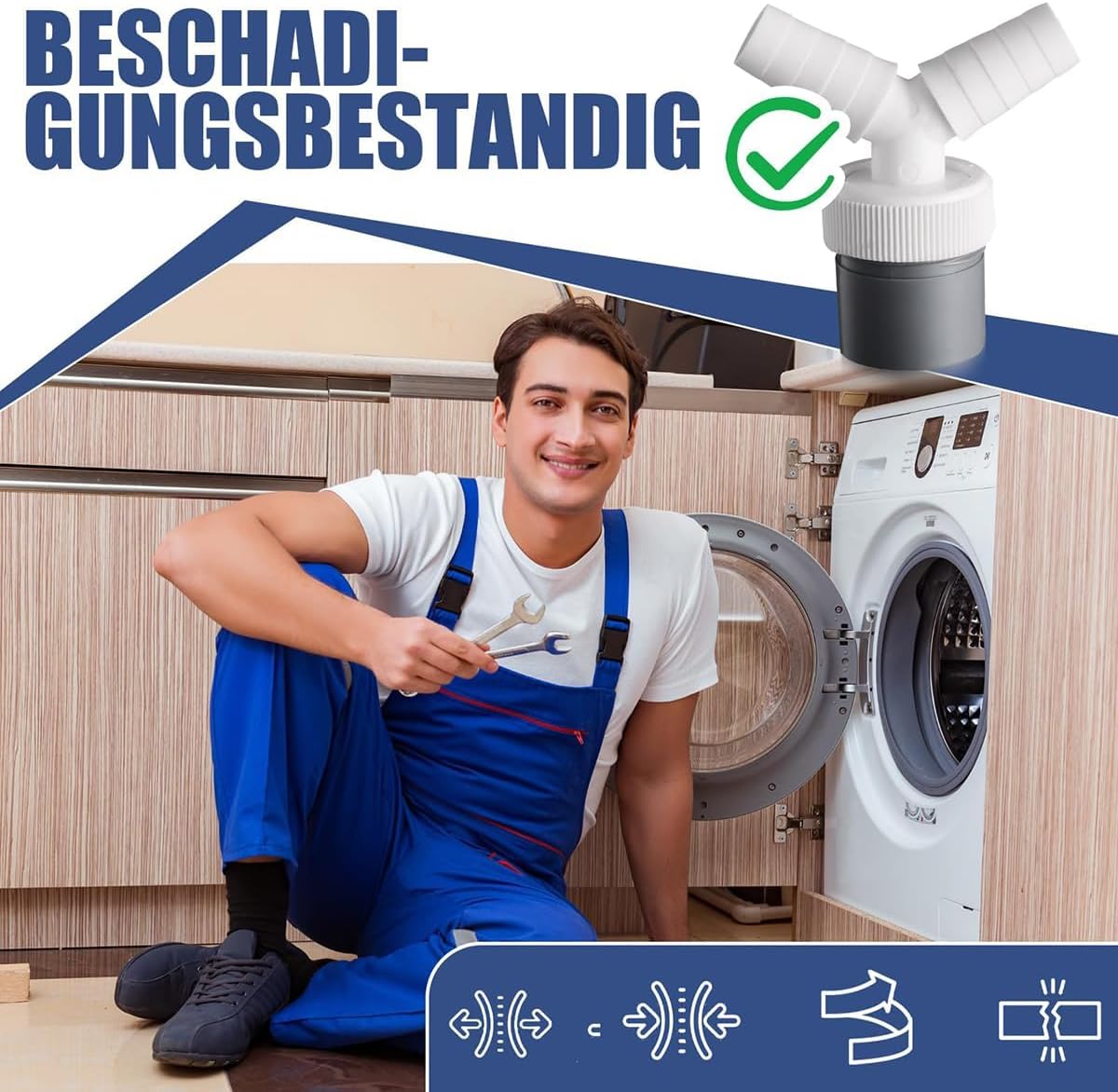 لينجي موصل مخرج مزدوج على شكل حرف Y للغسالات مزود بمشبكين للخرطوم، مفصل ثلاثي الاتجاهات، محول تصريف عالمي للغسالات وغسالة الصحون، مخرج 40 ملم 5 لينجي موصل مخرج مزدوج على شكل حرف Y للغسالات مزود بمشبكين للخرطوم، مفصل ثلاثي الاتجاهات، محول تصريف عالمي للغسالات وغسالة الصحون، مخرج 40 ملم - الصورة 5