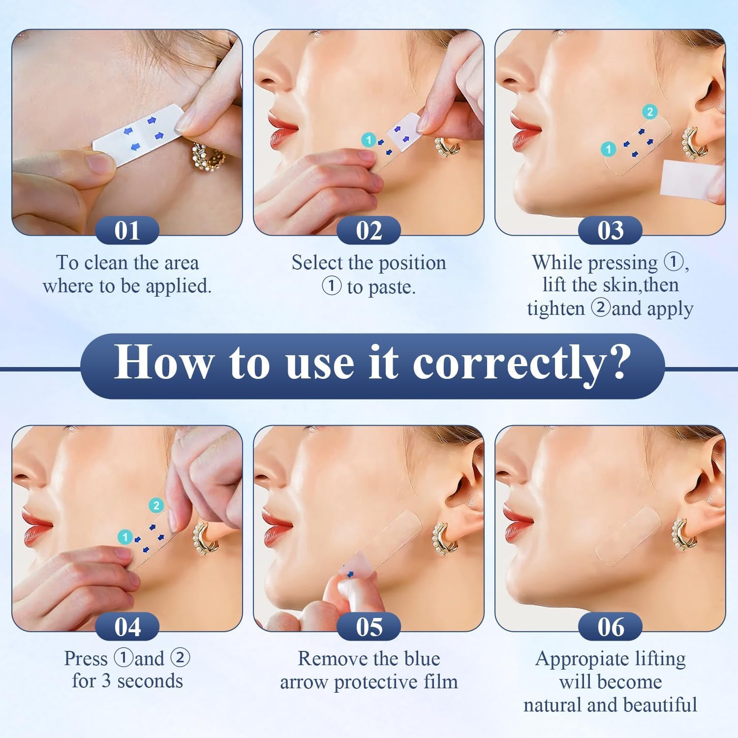 120 قطعة من شريط شد الوجه غير المرئي من يلا جوي، شريط شد الوجه غير المرئي، ملصق شد الوجه الفوري، شرائط وجه على شكل حرف V للبشرة المترهلة للذقن المزدوجة 6 120 قطعة من شريط شد الوجه غير المرئي من يلا جوي، شريط شد الوجه غير المرئي، ملصق شد الوجه الفوري، شرائط وجه على شكل حرف V للبشرة المترهلة للذقن المزدوجة - الصورة 6