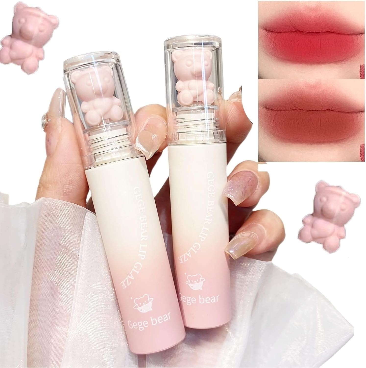 احمر شفاه سائل مخملي بلمسة نهائية مخملية، مقاوم للتلطخ، يدوم طوال اليوم، زيت شفاه مغذي، خفيف الوزن، غير لاصق، مجموعة من قطعتين