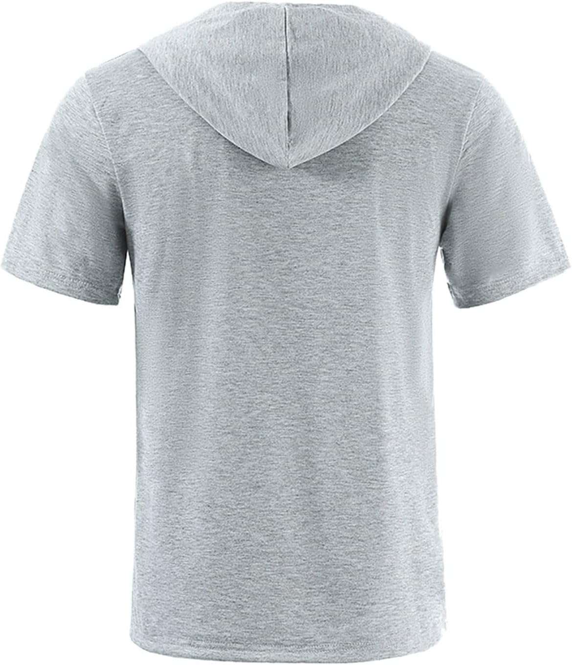 تي شيرت رجالي من القطن بقلنسوة مطبوع عليه HOT BODY تي شيرت صيفي رمادي أبيض بأكمام قصيرة ورقبة ضيقة (مقاس : L) 2 تي شيرت رجالي من القطن بقلنسوة مطبوع عليه HOT BODY تي شيرت صيفي رمادي أبيض بأكمام قصيرة ورقبة ضيقة (مقاس : L) - الصورة 2