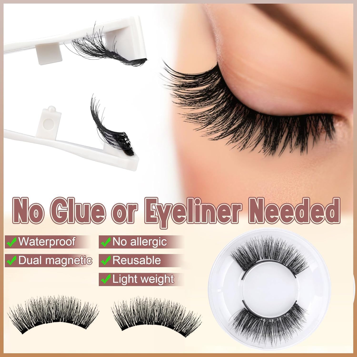 رموش مغناطيسية من الميكاكوز، رموش مغناطيسية مزدوجة قابلة لاعادة الاستخدام بدون قلم تحديد العين، رموش مغناطيسية بمظهر طبيعي مع اداة تطبيق، رموش صناعية بدون صمغ، رموش مغناطيسية للنساء 2 رموش مغناطيسية من الميكاكوز، رموش مغناطيسية مزدوجة قابلة لاعادة الاستخدام بدون قلم تحديد العين، رموش مغناطيسية بمظهر طبيعي مع اداة تطبيق، رموش صناعية بدون صمغ، رموش مغناطيسية للنساء - الصورة 2