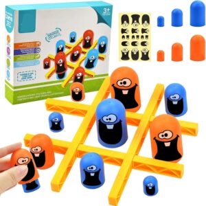 مجموعة العاب تيك تاك تو بيغ ايت سمول من الفياجود لعبة تفاعلية بين الوالدين والطفل لوحية جوبلت جوبلرز باللونين الازرق والبرتقالي عائلية للعب ولعبة كلاسيكية