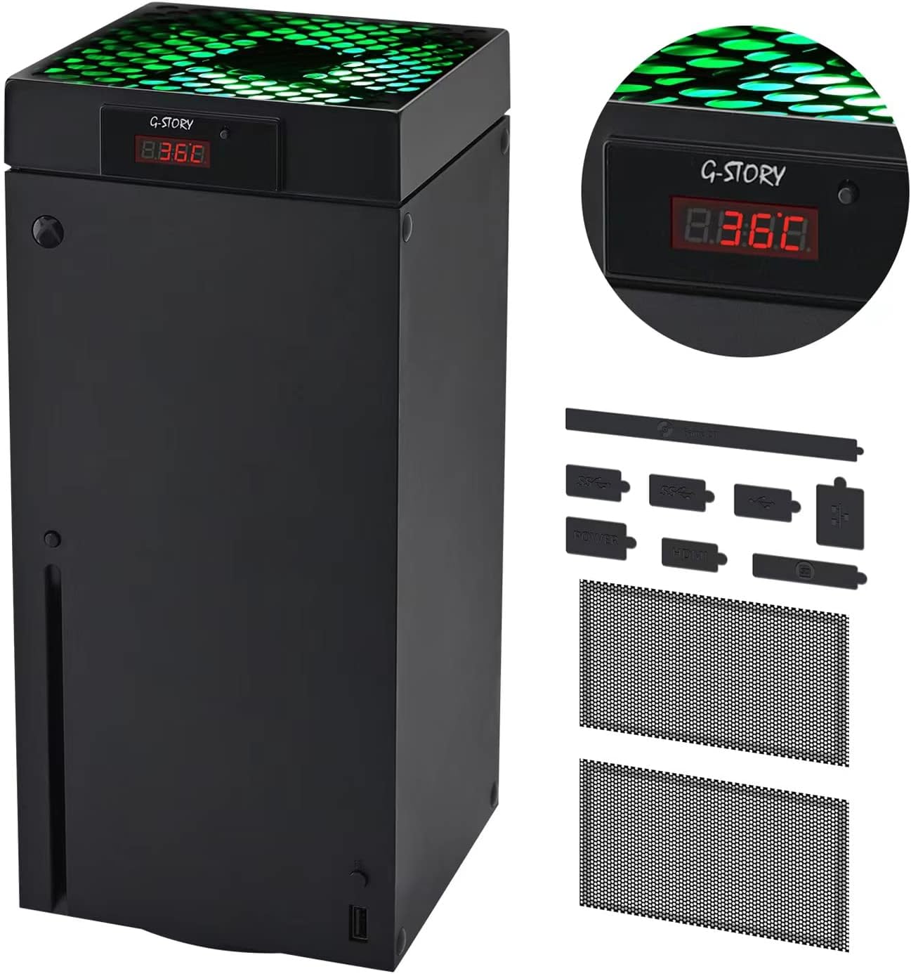 مصباح سيارة جي ستوري لسلسلة اكس بوكس اكس يعمل تلقائيًا من خلال ضبط درجة الحرارة، 3 سرعات 1500/1750/2000 وحدة/دقيقة (140 ملم)