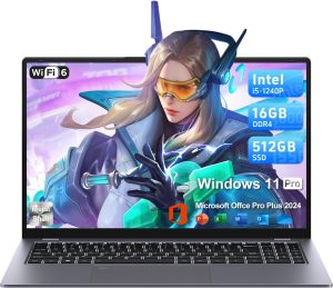 لابتوب ألعاب الجيل 12 i5-1240P حتى 4.4GHz بذاكرة رام 16GB DDR4 512GB NVME ويندوز 11 وشاشة 15.6 بوصة FHD IPS وفتح بصمة إصبع وإضاءة خلفية مع واي فاي 6 وبلوتوث 5.2، 65W نوع سي من بلوينج