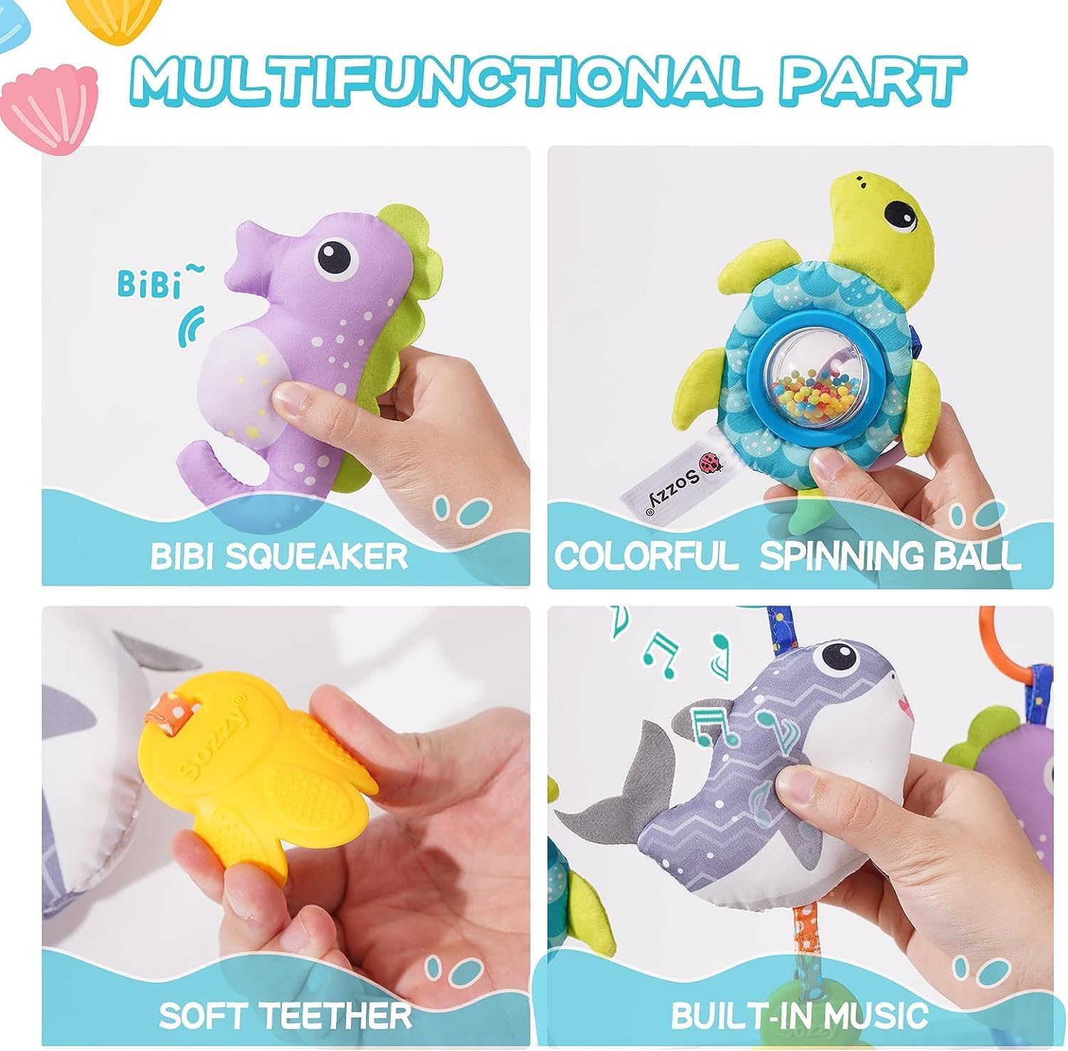 سوفام لعبة قوس لعربة الاطفال العاب مقعد السيارة من عمر 0-12 شهر موسيقية للنشاط مع ملحقات حيوانات سرير الحسية للسفر الاولاد والبنات قطن 4 سوفام لعبة قوس لعربة الاطفال العاب مقعد السيارة من عمر 0-12 شهر موسيقية للنشاط مع ملحقات حيوانات سرير الحسية للسفر الاولاد والبنات قطن - الصورة 4