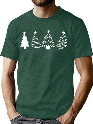 قمصان عيد الميلاد للرجال من PICKID The Most Wonderful Time of The Year تي شيرت منقوش شجرة عيد الميلاد قميص كاجوال عطلة