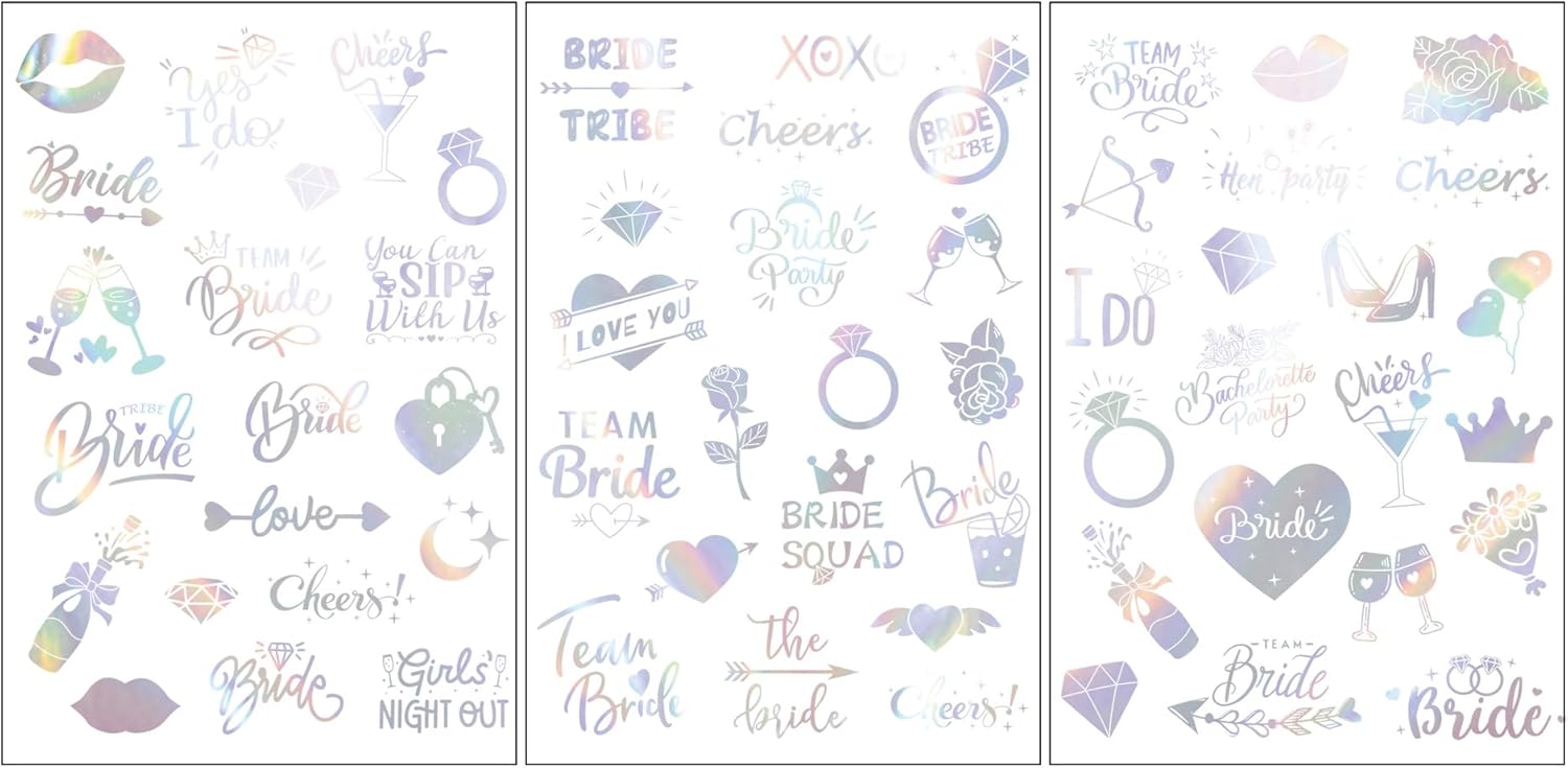 ملصقات الجسم المؤقتة من تزويق، 60 قطعة من ملصقات الجسم المؤقتة للعروس، ملصق للجسم لحفلات توديع العزوبية والعروس تو بي والزفاف