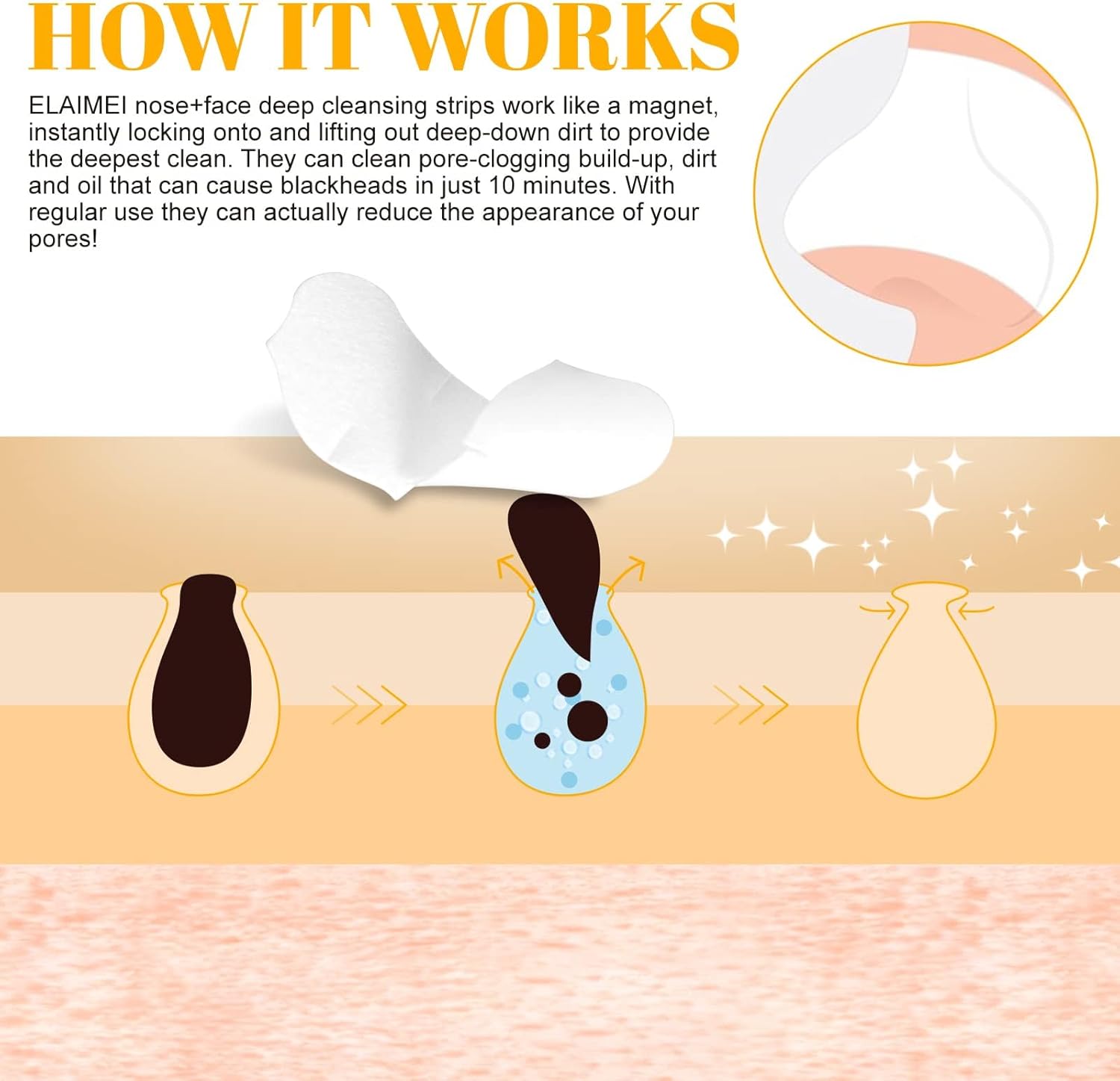 80 قطعة من شرائط ازالة الرؤوس السوداء من بوكيلا، لازالة الرؤوس السوداء الفحمية، للعناية بالبشرة والتنظيف العميق، مزيل الرؤوس السوداء، منظف مسام الانف والوجه، لجميع انواع البشرة 5 80 قطعة من شرائط ازالة الرؤوس السوداء من بوكيلا، لازالة الرؤوس السوداء الفحمية، للعناية بالبشرة والتنظيف العميق، مزيل الرؤوس السوداء، منظف مسام الانف والوجه، لجميع انواع البشرة - الصورة 5