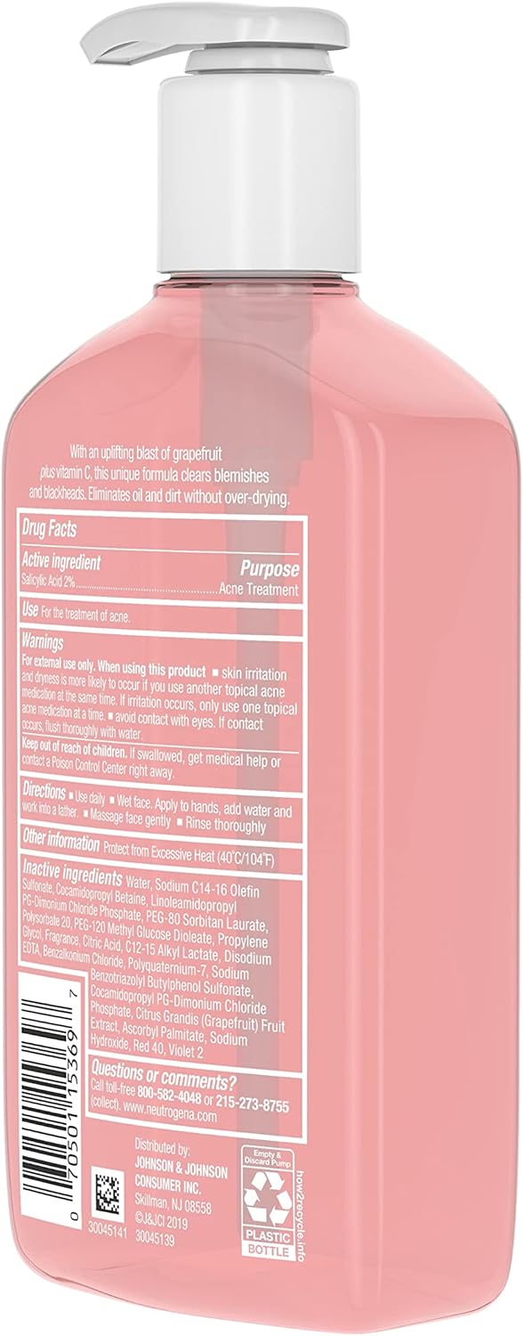 غسول وجه لتنظيف المسام والتخلص من حب الشباب مع حمض الساليسيليك والجريب فروت الزهري وفيتامين سي وخالي من الزيت من نيوتريجينا، 9.1 اونصة سائلة 10 غسول وجه لتنظيف المسام والتخلص من حب الشباب مع حمض الساليسيليك والجريب فروت الزهري وفيتامين سي وخالي من الزيت من نيوتريجينا، 9.1 اونصة سائلة - الصورة 10