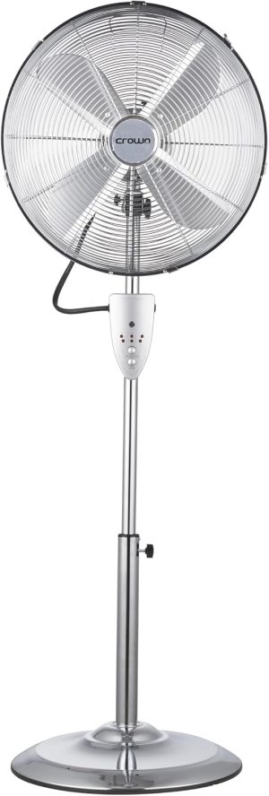 مروحة ستاند معدنية بـ4 ريشات مقاس 40.6 سم مع 3 مستويات للسرعة ومؤقت 7 ساعات مع جهاز تحكم عن بعد SF-401 من كراون لاين
