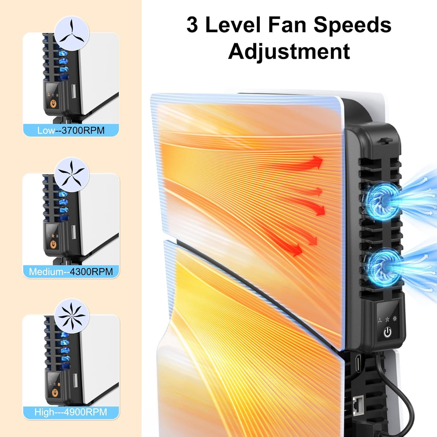 مروحة تبريد لجهاز بلاي ستيشن 5 سليم رقمي/قرص مروحة تبريد هادئة مطورة مع 3 مراوح قابلة للتعديل مبرد بشاشة لمس وموزع USB اضافي مروحة تبريد فعالة لوحدة تحكم العاب الفيديو الرقمية من كاستويف، أزرق 3 مروحة تبريد لجهاز بلاي ستيشن 5 سليم رقمي/قرص مروحة تبريد هادئة مطورة مع 3 مراوح قابلة للتعديل مبرد بشاشة لمس وموزع USB اضافي مروحة تبريد فعالة لوحدة تحكم العاب الفيديو الرقمية من كاستويف، أزرق - الصورة 3