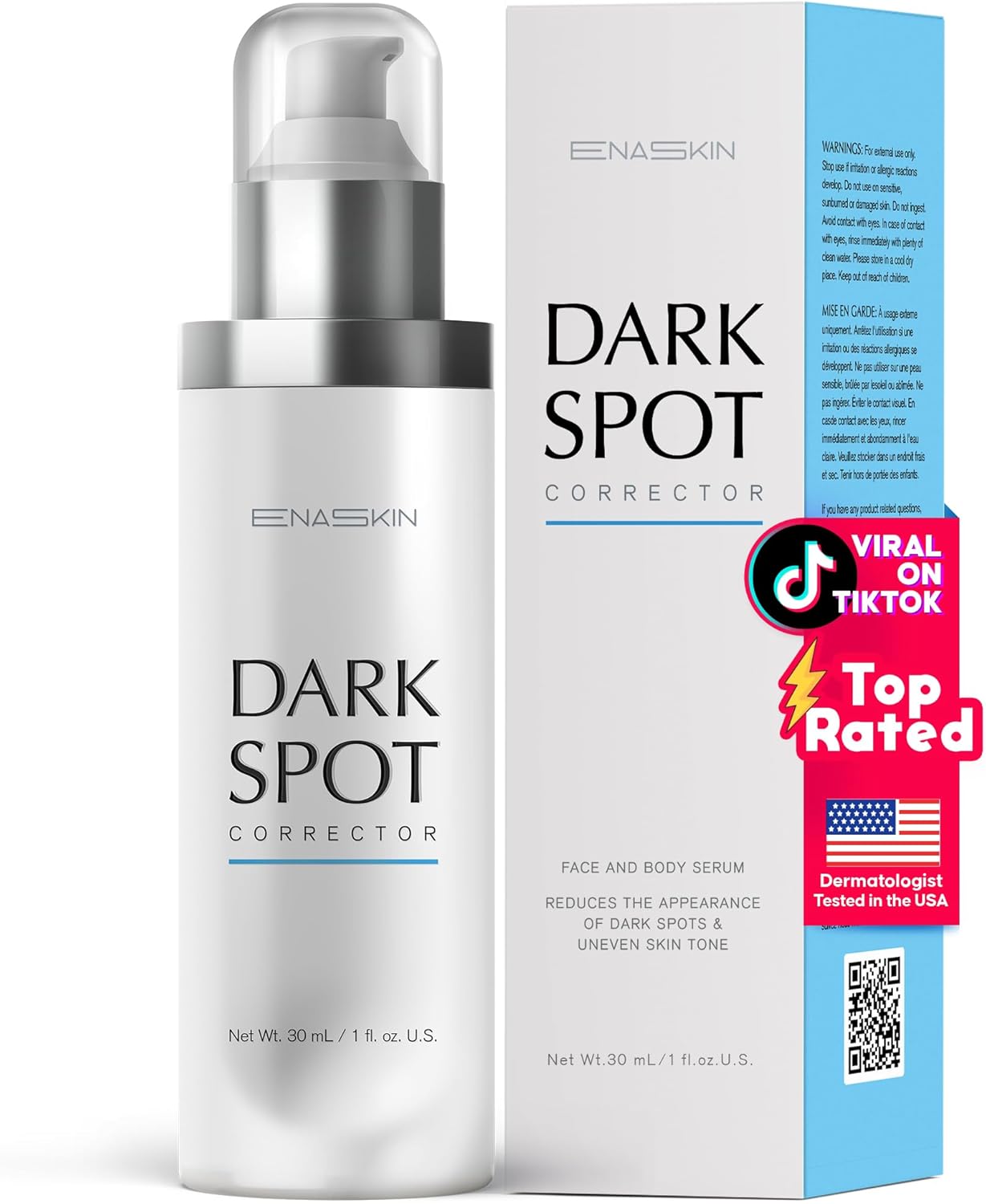 سيروم إزالة البقع الداكنة للوجه والجسم من ايناسكين: البقع الناتجة عن تقدم العمر وآثار الشمس والنمش والكلف والبقع البنية - تركيبة متطورة مع النياسيناميد للنساء والرجال (28 مل)