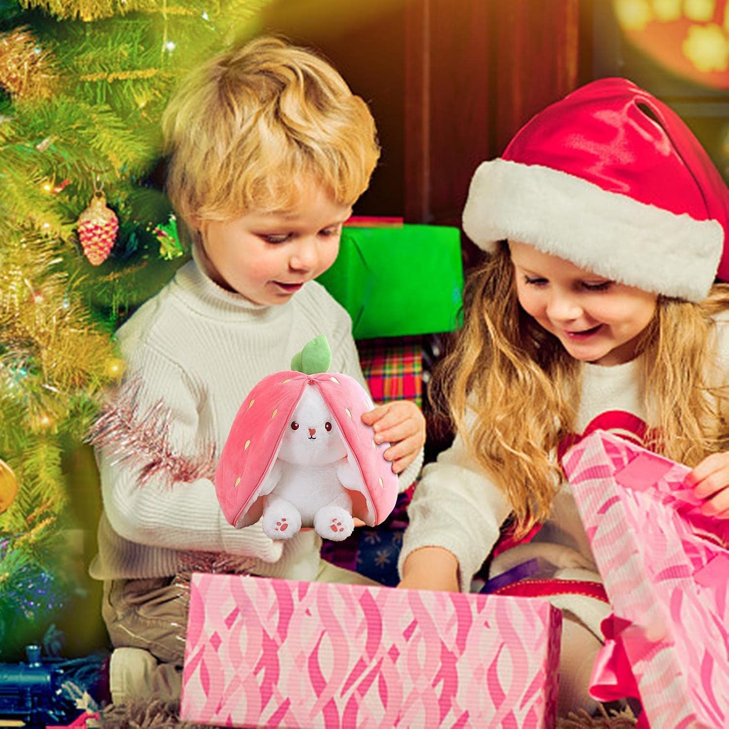 كاستويف لعبة قطيفة على شكل ارنب فراولة - دمية لطيفة للاطفال جزر ناعمة 18 سم هدية مثالية للبنات 4 كاستويف لعبة قطيفة على شكل ارنب فراولة - دمية لطيفة للاطفال جزر ناعمة 18 سم هدية مثالية للبنات - الصورة 4