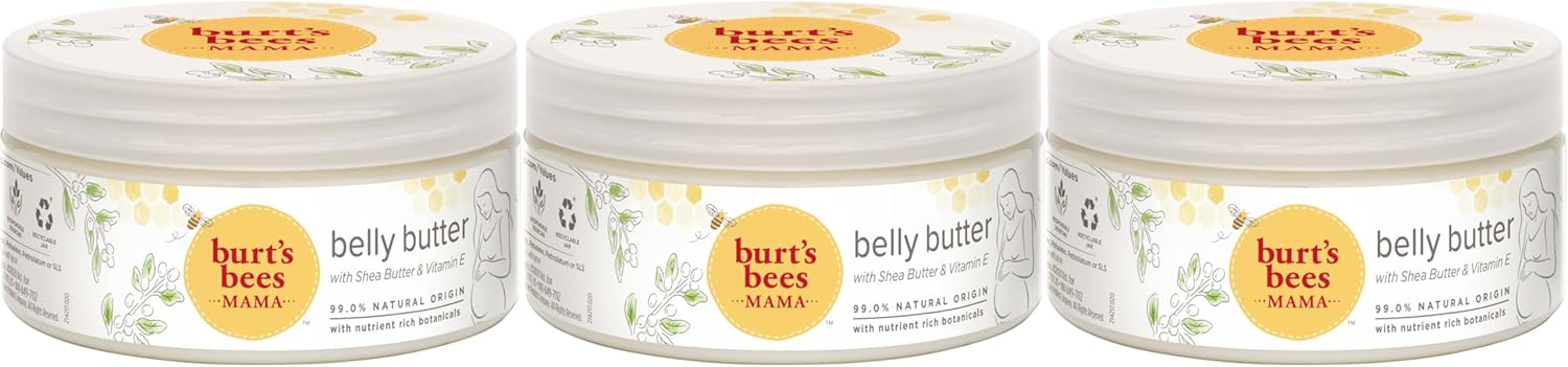 كريم للبطن والمعدة من بيرتس بيز لترطيب وتغذية البشرة المتمددة أثناء الحمل، مناسب للبشرة الحساسة، 6.5 أونص (عبوة من 3)