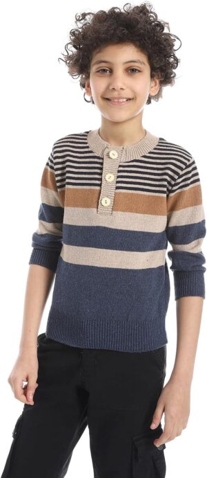 بلوفر مخطط برقبة دائرية ضيقة للأولاد من أندورا