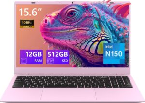 لابتوب فيجسيناب، 15.6 انش، ذاكرة RAM 12GB 512B SSD، معالج N150 رباعي النواة (يتفوق على N95، N5095)، حتى 3.6GHz، مايكروسوفت اوفيس 2024، ويندوز 11 برو، واي فاي 6، بلوتوث 5.2، كاميرا ويب، USB-C